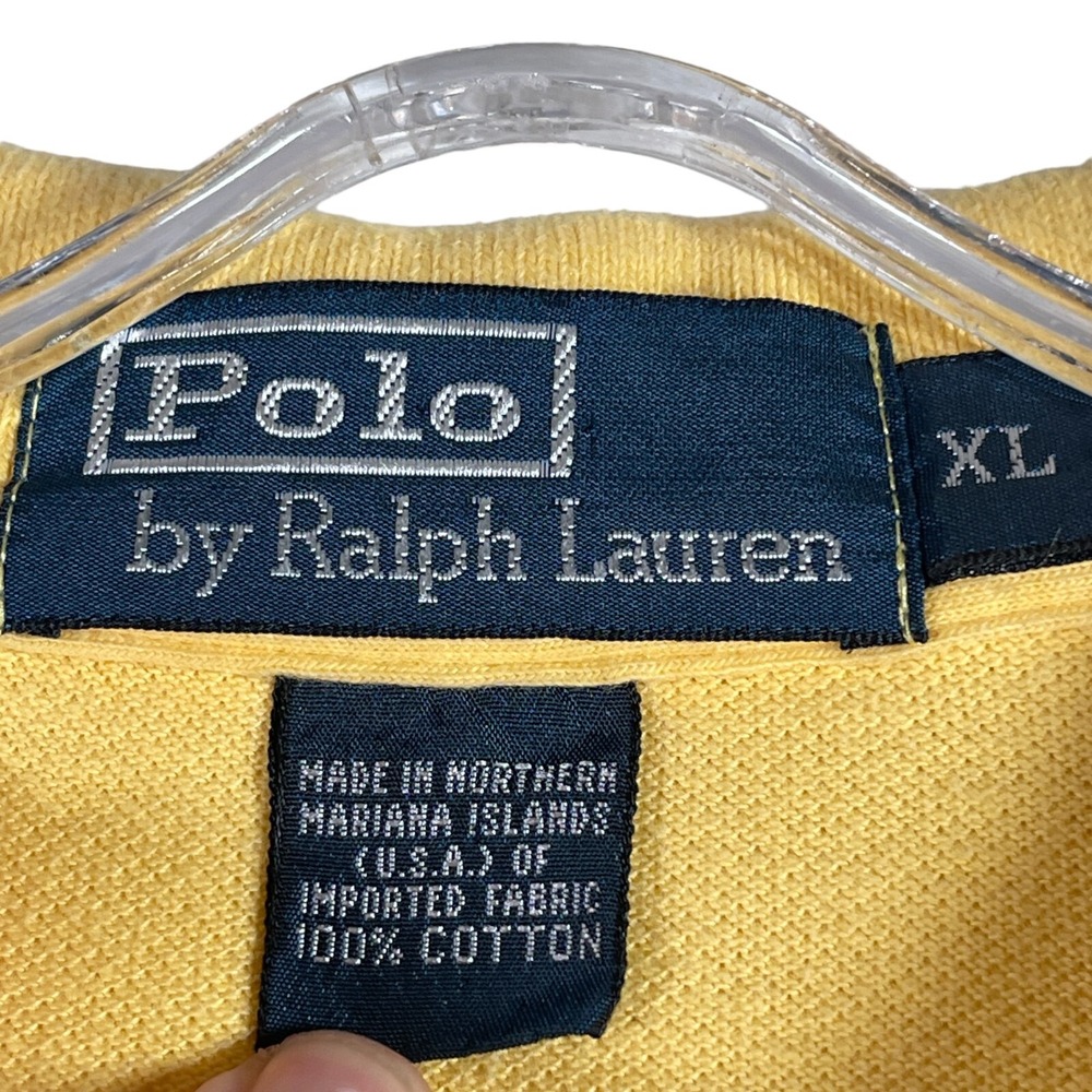 Vintage Polo Ralph Lauren Shirt Mens XL Yellow Long Sleeve Preppy Classic Cotton - Picture 5 of 6
